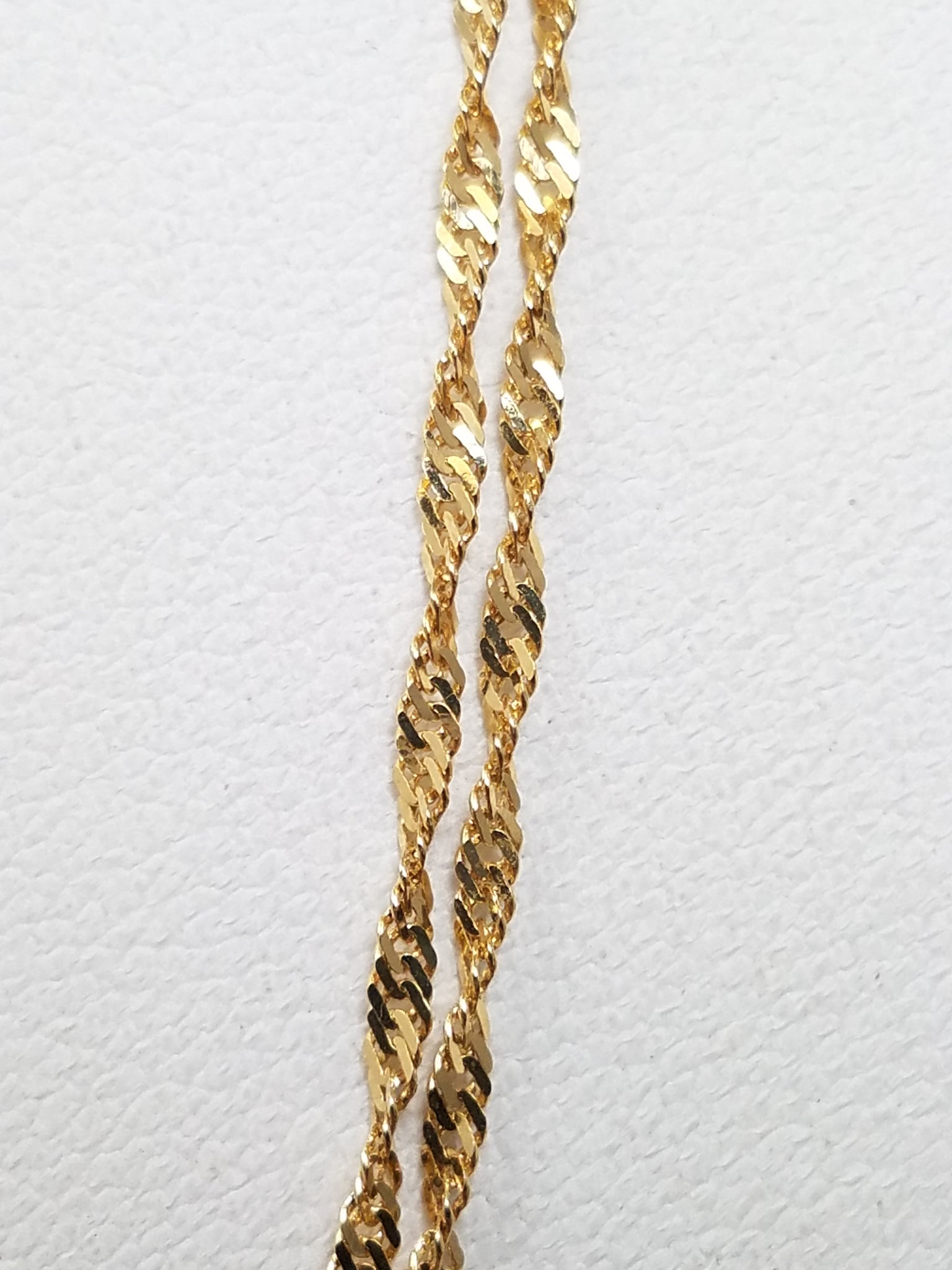 Sparkling 18k Yellow Gold Singapore Link Double Strand 20" Necklace