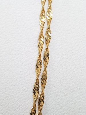 Sparkling 18k Yellow Gold Singapore Link Double Strand 20" Necklace