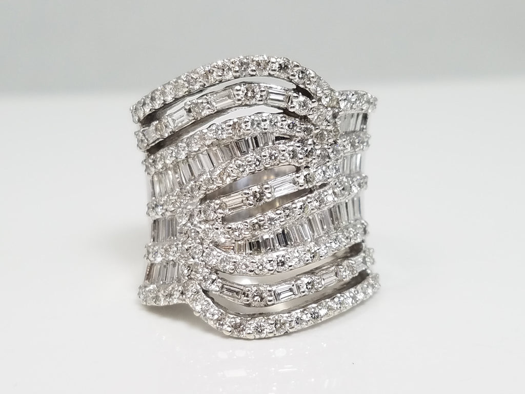 Decadent 2.63ctw Natural Diamond 14k White Gold Wide Ring Band