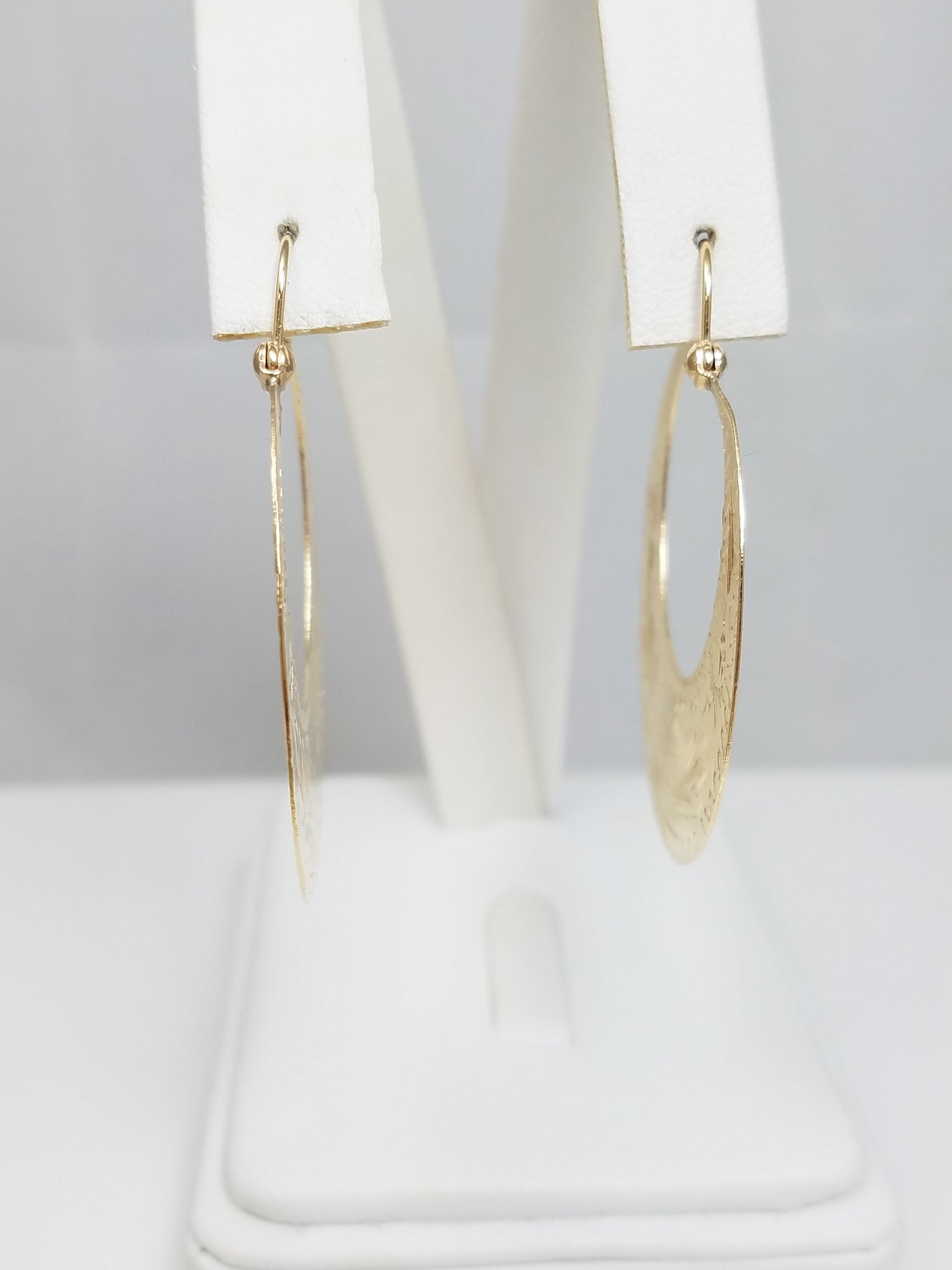 Large 14k Yellow Gold Engraved Hoop Earrings