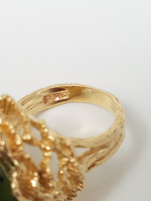 Vintage Nephrite Jade 14k Yellow Gold Ring
