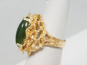 Vintage Nephrite Jade 14k Yellow Gold Ring
