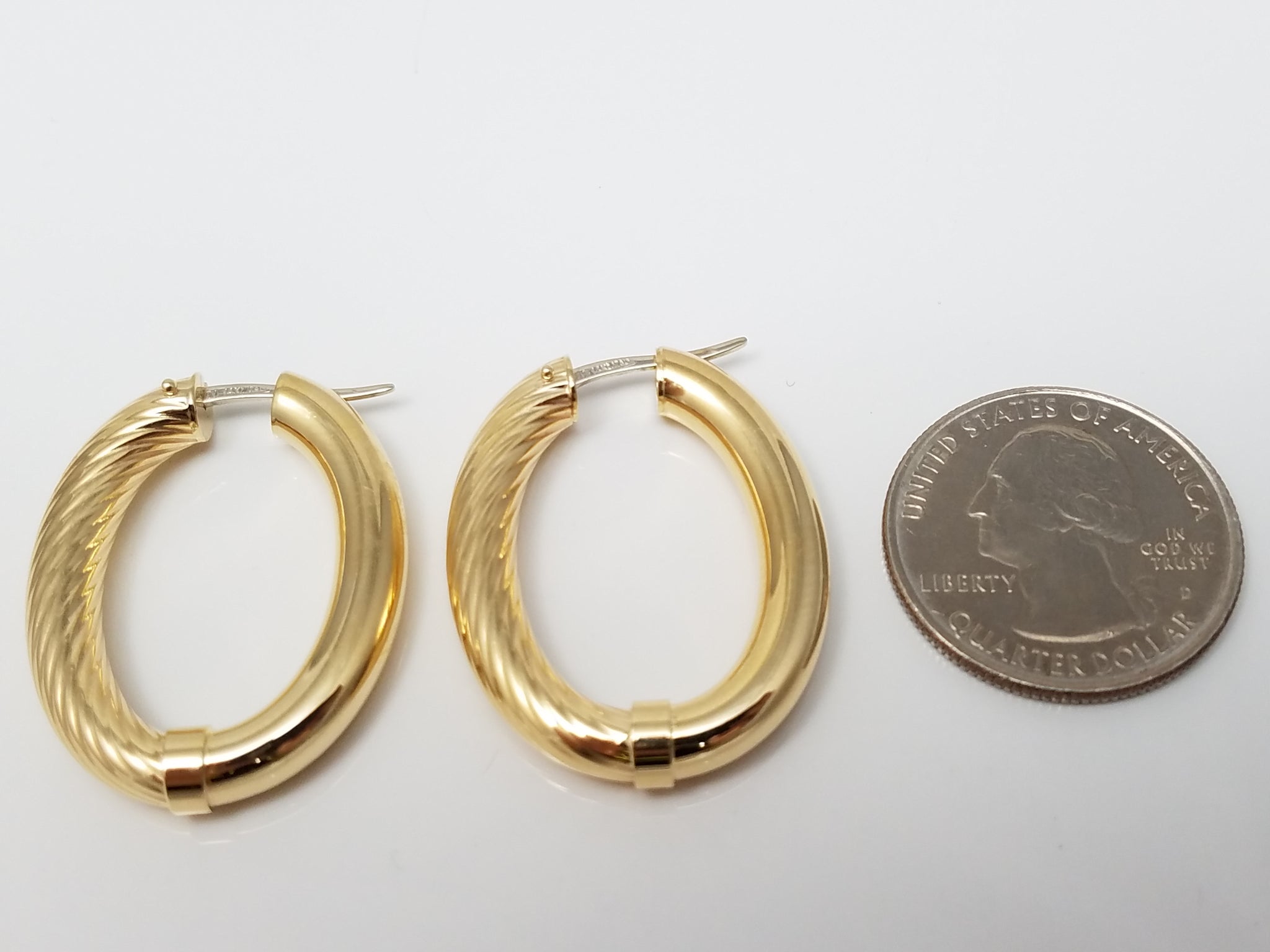 14k Yellow Gold Hollow Chunky Hoops