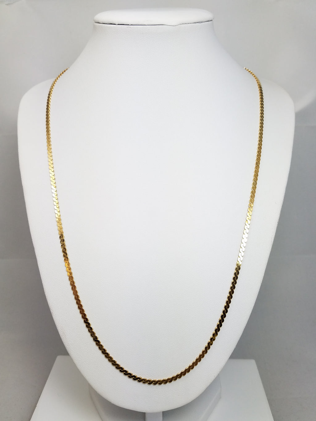 Classic 22" Solid 14k Yellow Gold Serpentine Link Chain Necklace Italy