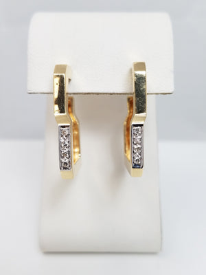 Chic Vintage 14k Yellow Gold Natural Diamond Custom Earrings