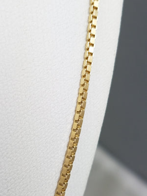 Classic 1.6mm/24" Solid Box Chain Necklace in 14K Yellow Gold