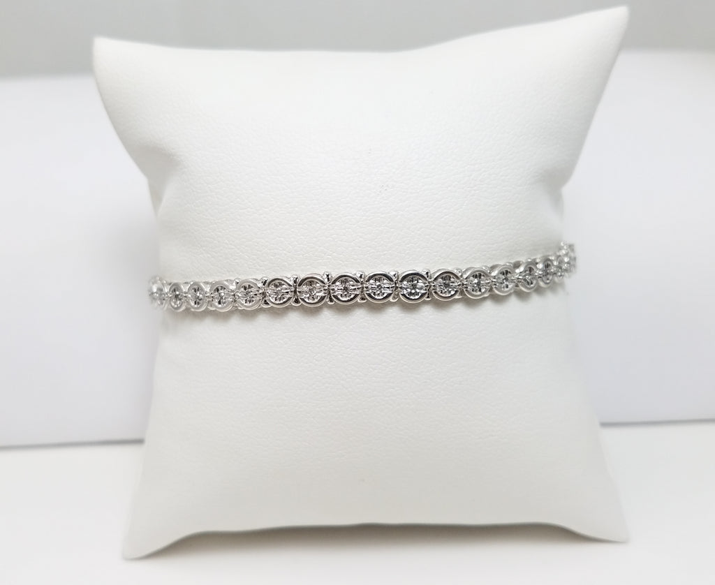 Cute 7" 10k White Gold Natural Diamond Tennis Bracelet