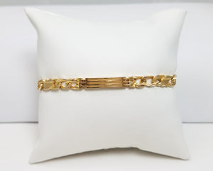 Bold 7" Solid 14k Yellow Gold Fancy Bar Link Bracelet Italy