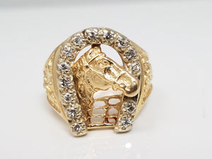 Horse/Equestrian 14k Yellow Gold Natural Diamond Ring