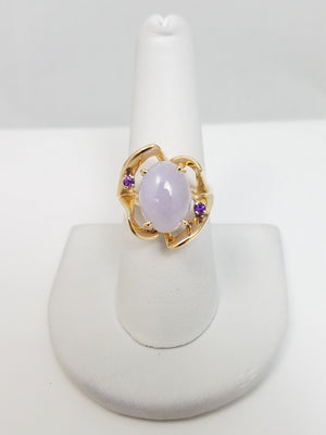 Pretty Purple Jade Amethyst 14k Yellow Gold Ring