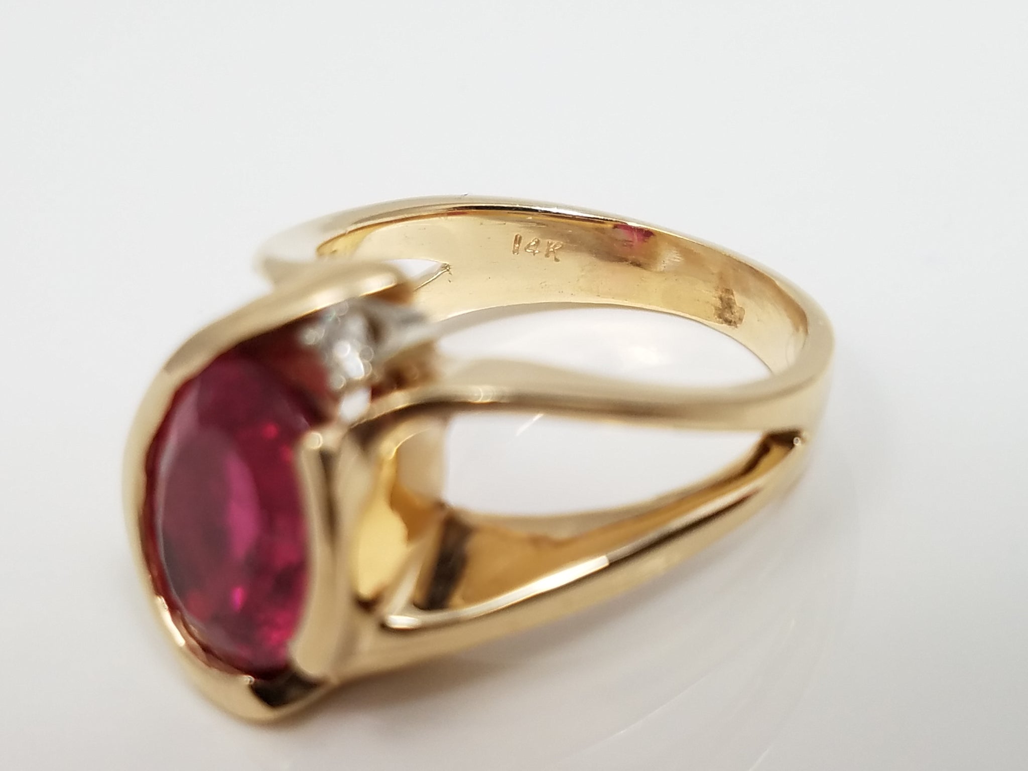 Magical 14k Yellow Gold Natural Rubellite Diamond Custom Ring