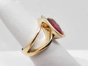 Magical 14k Yellow Gold Natural Rubellite Diamond Custom Ring