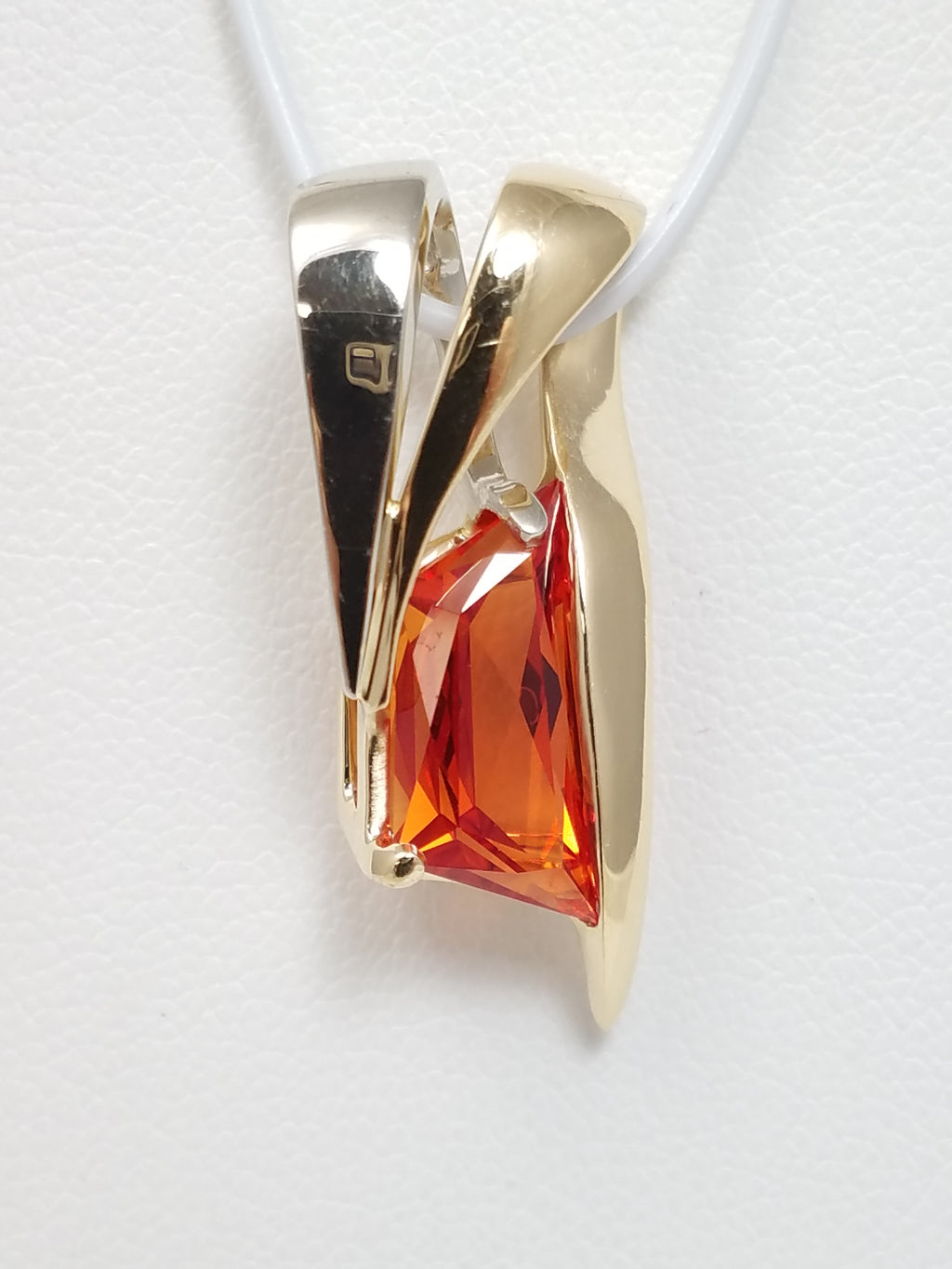 Modern 14k Two Tone Gold Synthetic Gem Slide/Pendant