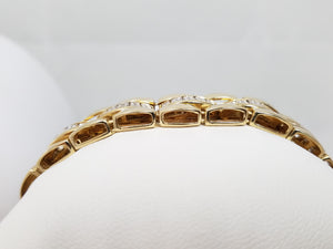 Elegant 6.5" 14k & 18k Yellow Gold Natural Diamond Tennis Bracelet & Jacket