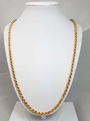 Fabulous 18k Yellow Gold Hollow Rope Chain 32" Necklace