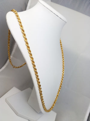 Fabulous 18k Yellow Gold Hollow Rope Chain 32" Necklace