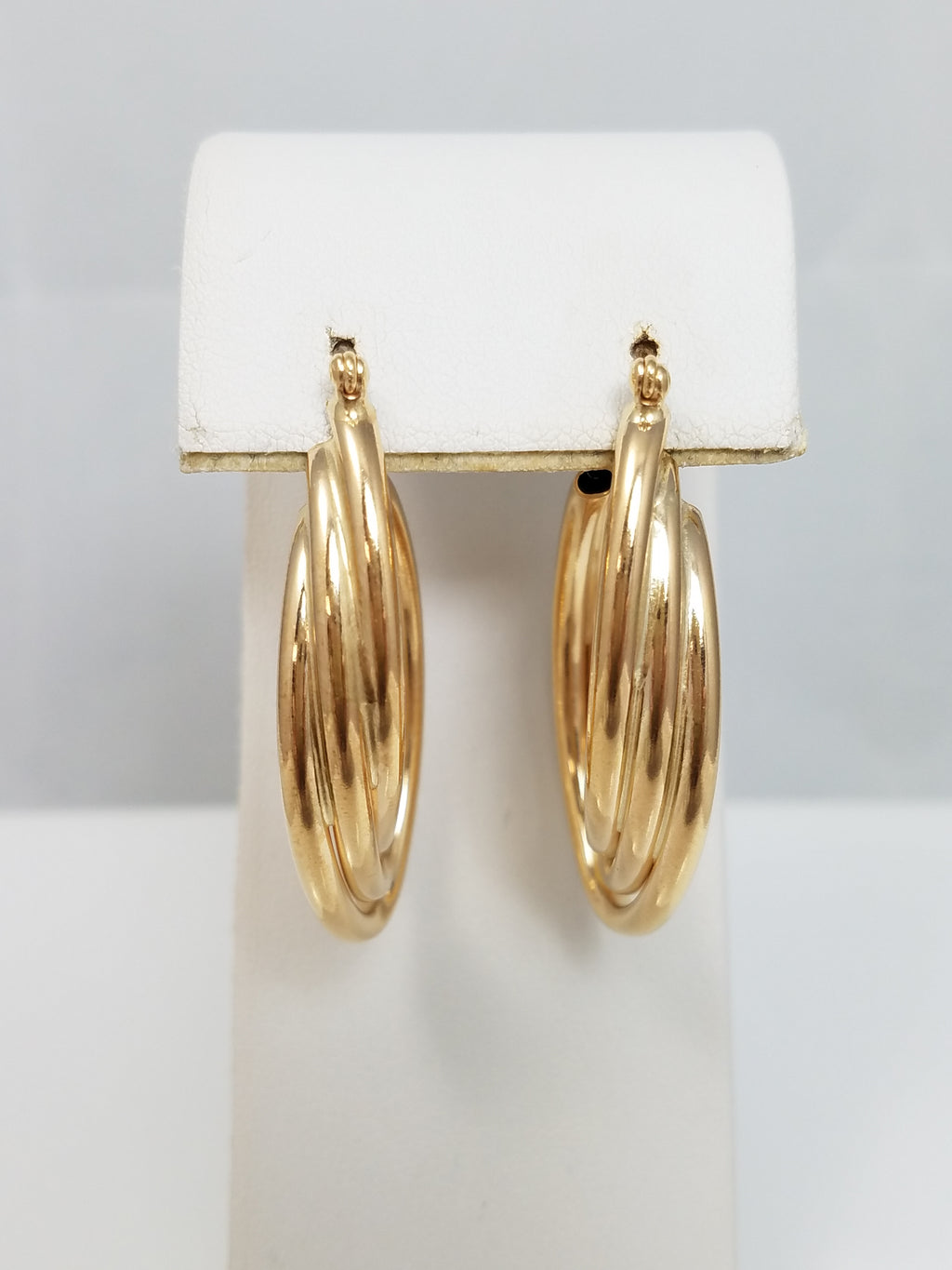 Fancy 3-D 14k Yellow Gold Hollow Hoop Earrings