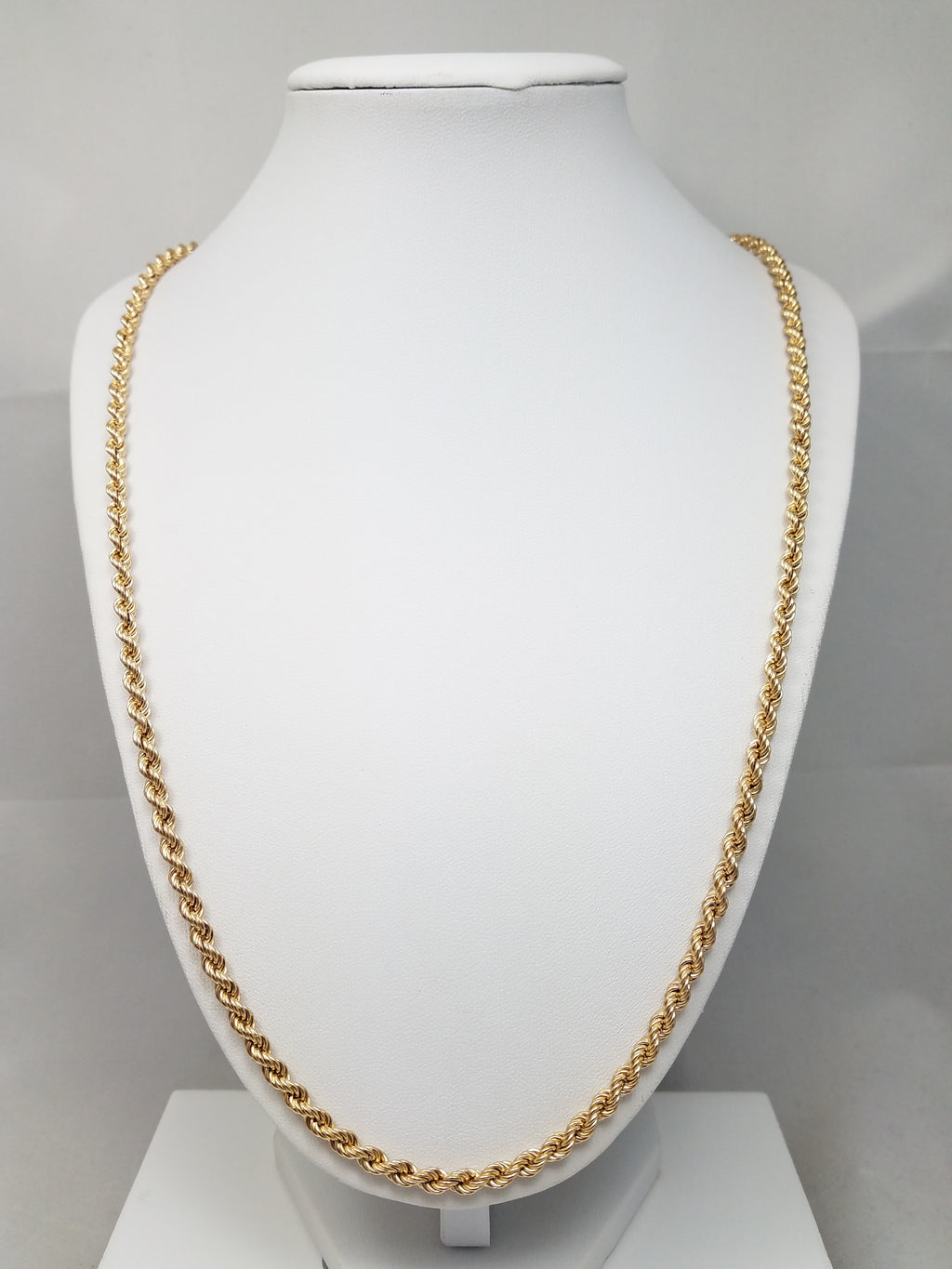 Sporty 26.5" 14k Hollow Yellow Gold Rope Chain Necklace