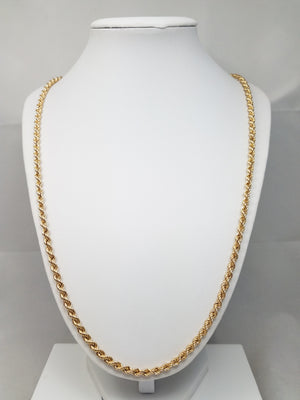 Sporty 26.5" 14k Hollow Yellow Gold Rope Chain Necklace