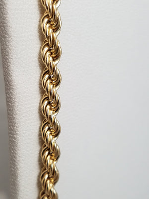 Sporty 26.5" 14k Hollow Yellow Gold Rope Chain Necklace