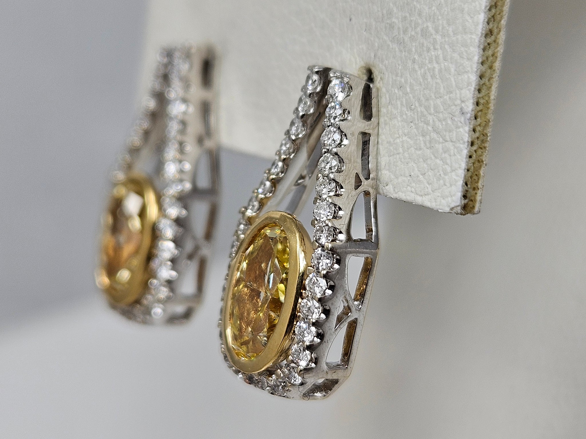 Exquisite 14k White Gold Natural Dangle Custom Earrings