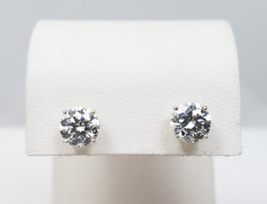 New! Scintillating 14k White Gold 2.03ctw Round Lab Grown Diamond Solitaire Earrings