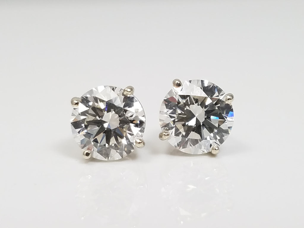 New! Scintillating 14k White Gold 2.03ctw Round Lab Grown Diamond Solitaire Earrings