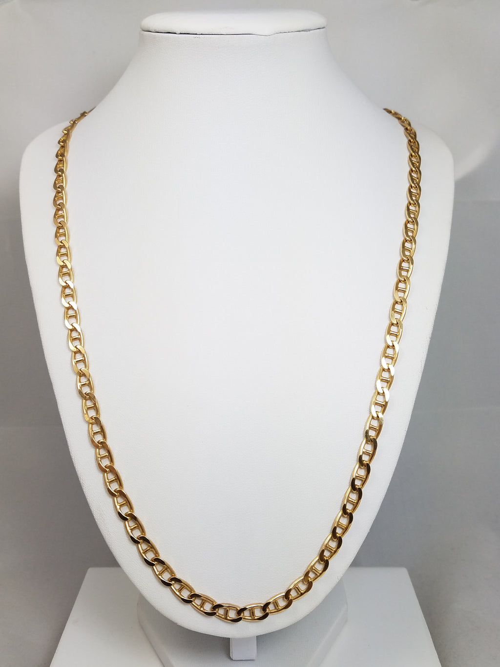 Sporty 23.5" Solid 14k Yellow Gold Mariners Link Chain Necklace Italy