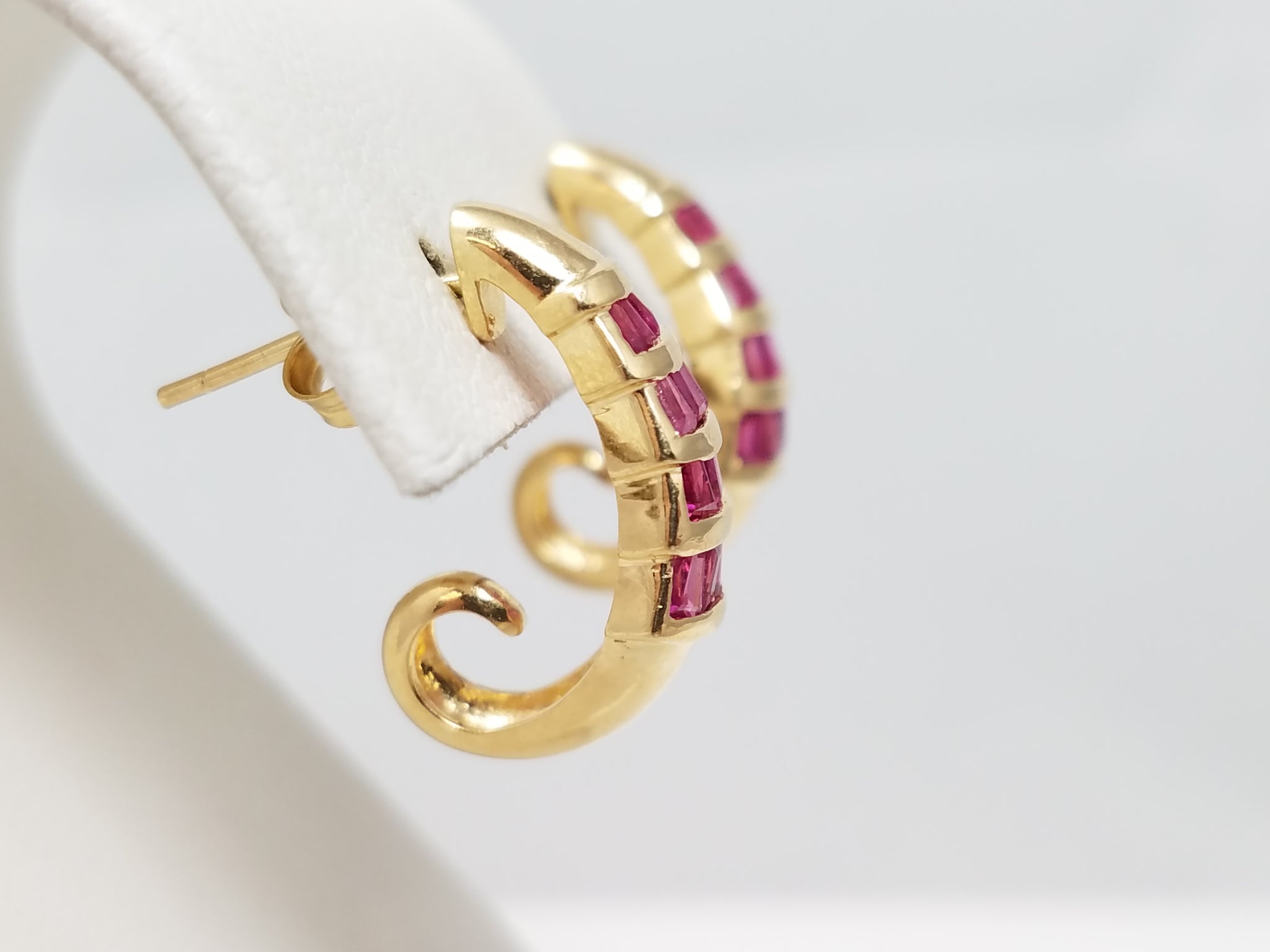 Natural Ruby 14k Yellow Gold Huggie Earrings