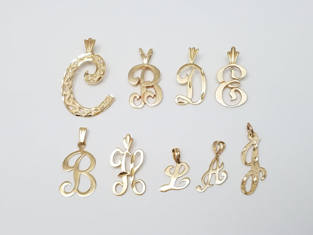 Lot of 14k Yellow Gold Assorted Initial Pendants