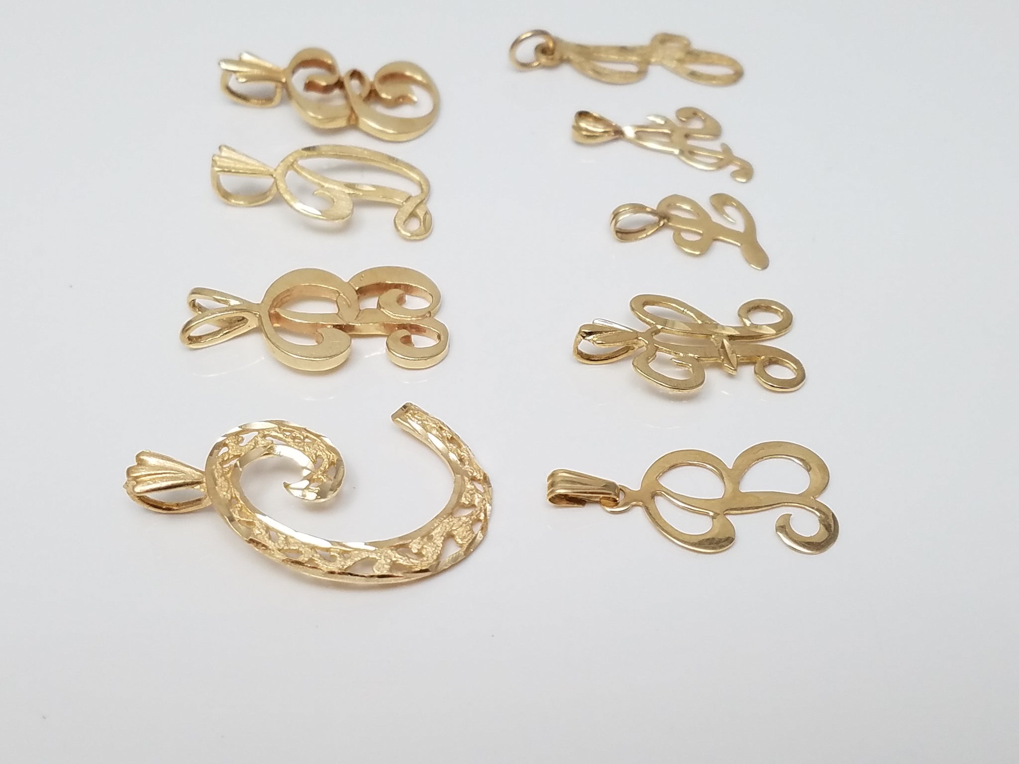 Lot of 14k Yellow Gold Assorted Initial Pendants