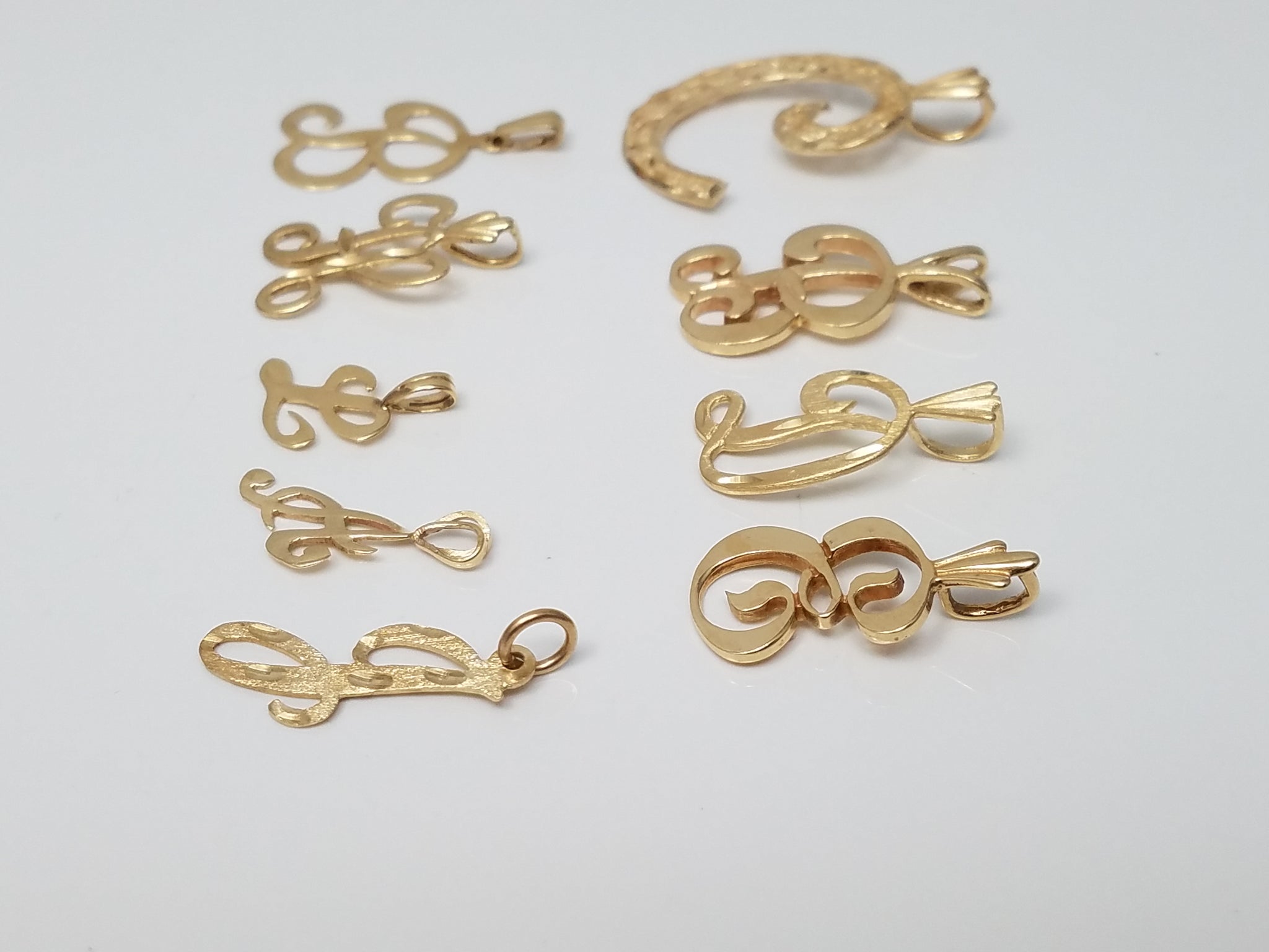 Lot of 14k Yellow Gold Assorted Initial Pendants