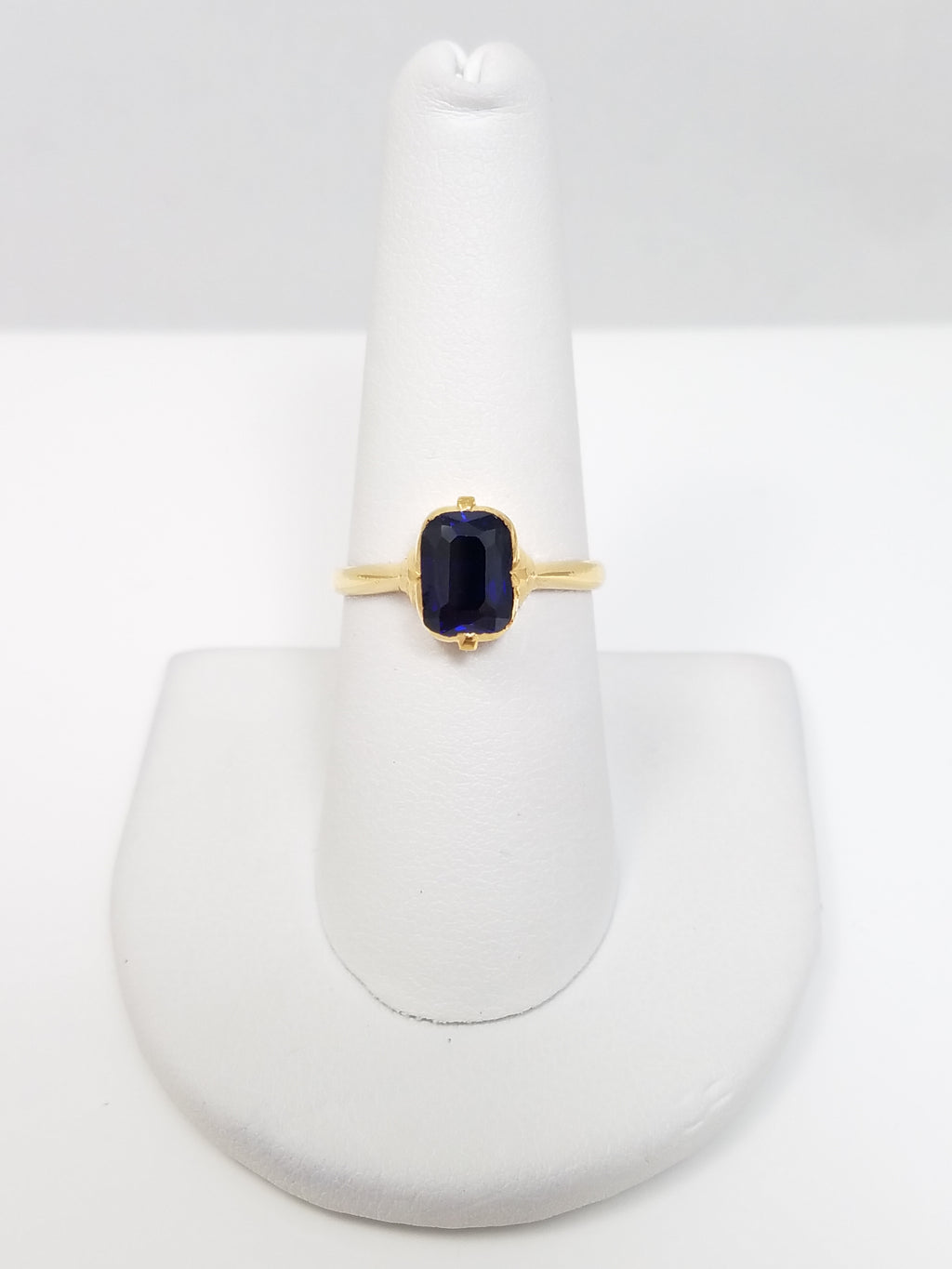 Radiant 21k Yellow Gold Lab Created Sapphire Ring