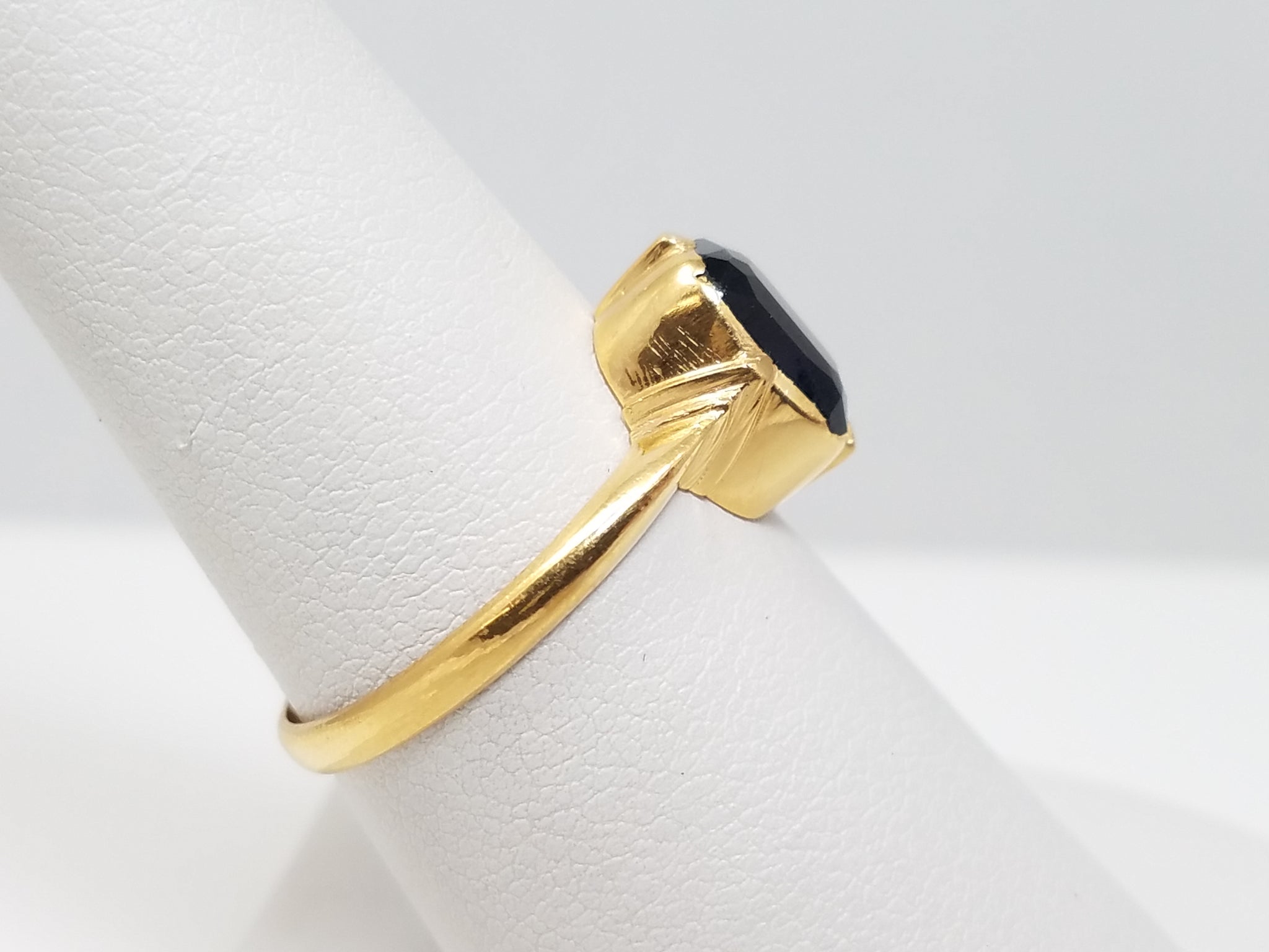 Radiant 21k Yellow Gold Lab Created Sapphire Ring