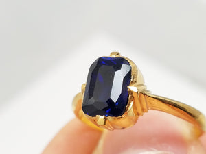 Radiant 21k Yellow Gold Lab Created Sapphire Ring