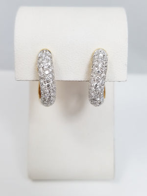 Luxurious 18k Yellow Gold Natural Diamond Huggie Hoop Earrings