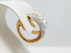 Luxurious 18k Yellow Gold Natural Diamond Huggie Hoop Earrings