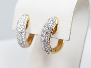 Luxurious 18k Yellow Gold Natural Diamond Huggie Hoop Earrings