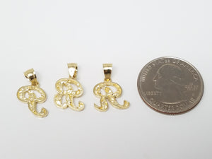 New! Three Initial Pendants in 10k Yellow Gold