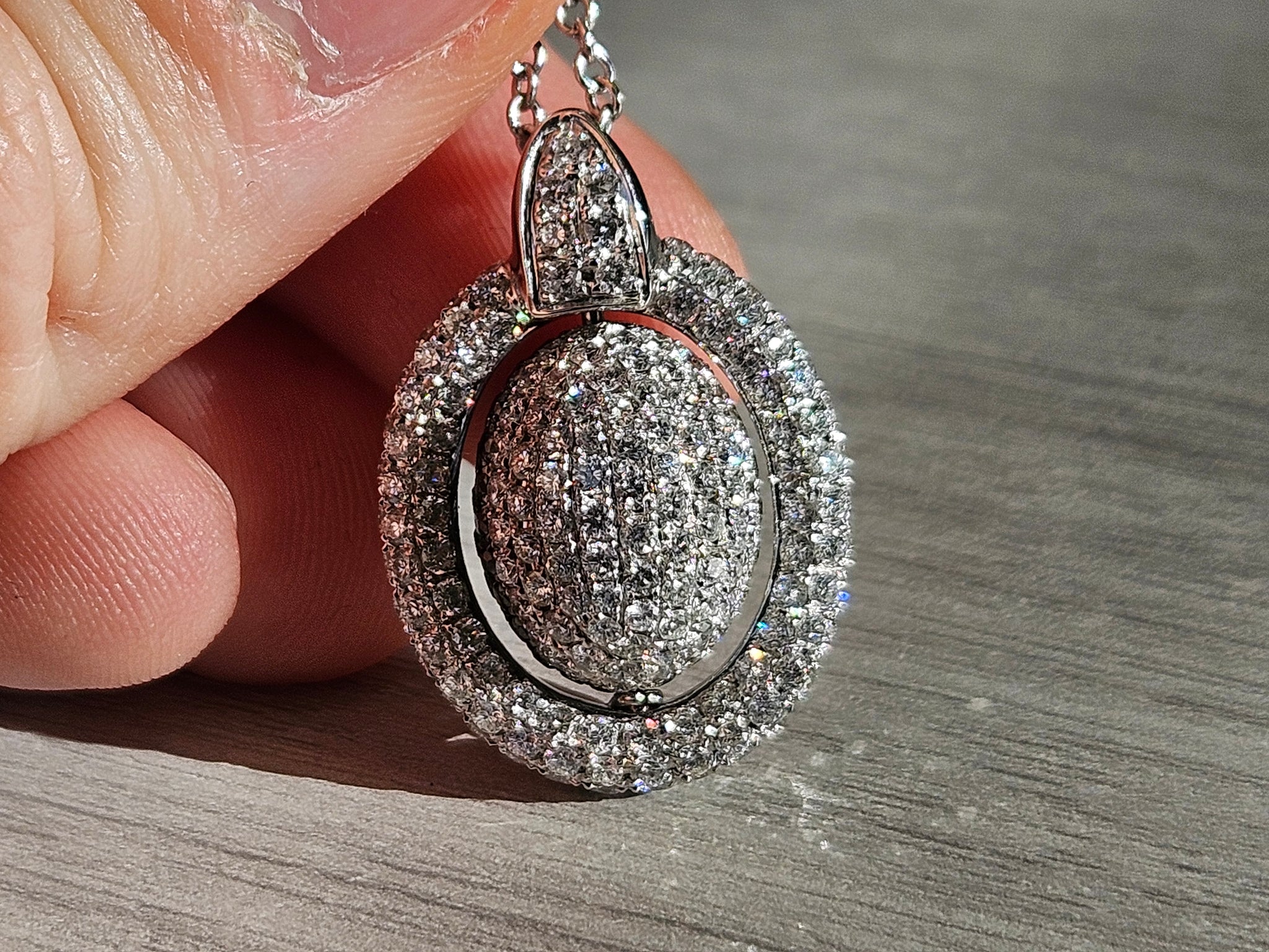 New! 3.25ctw Natural Diamond 18k White Gold 16" Pendant