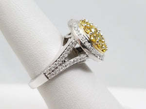 Glamorous 10k White Gold Natural Diamond Cluster Ring