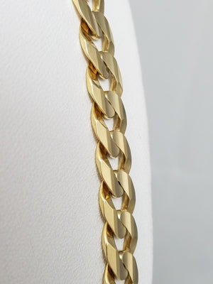 Bold 22" Solid 10k Yellow Gold Concave Curb Link Chain Necklace