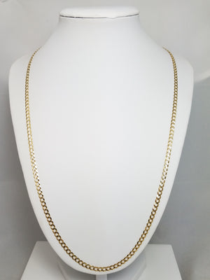 Classic 23.5" Solid 14k Yellow Gold Concave Curb Link Chain Necklace