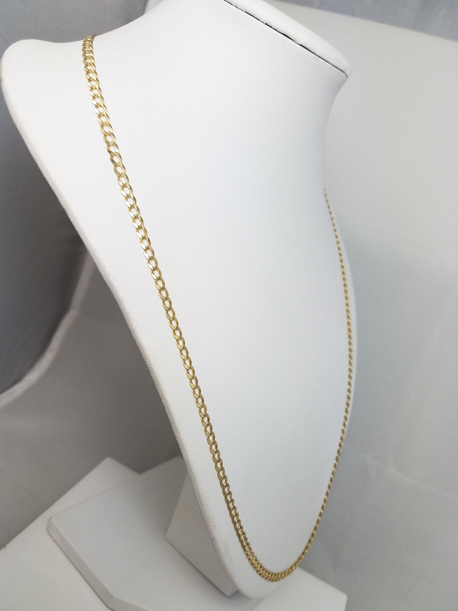 Classic 23.5" Solid 14k Yellow Gold Concave Curb Link Chain Necklace