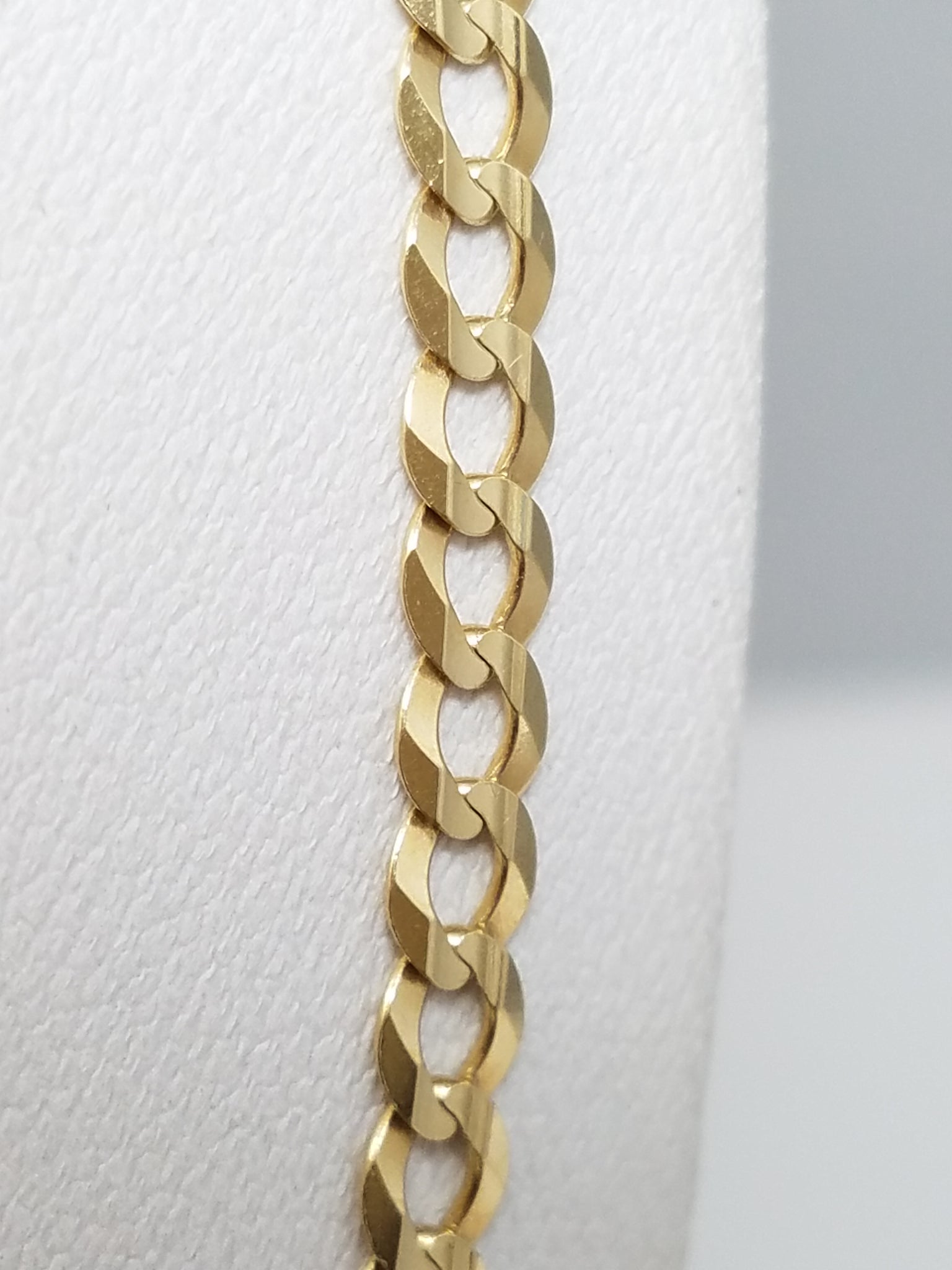 Classic 23.5" Solid 14k Yellow Gold Concave Curb Link Chain Necklace