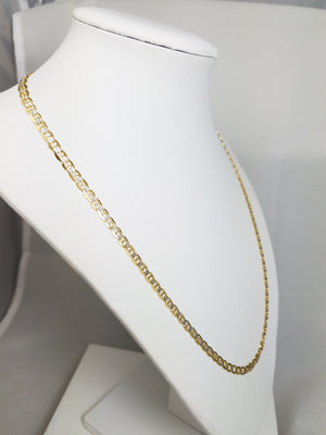 14k Two Tone Gold Diamond Cut Mariner Link 20" Necklace