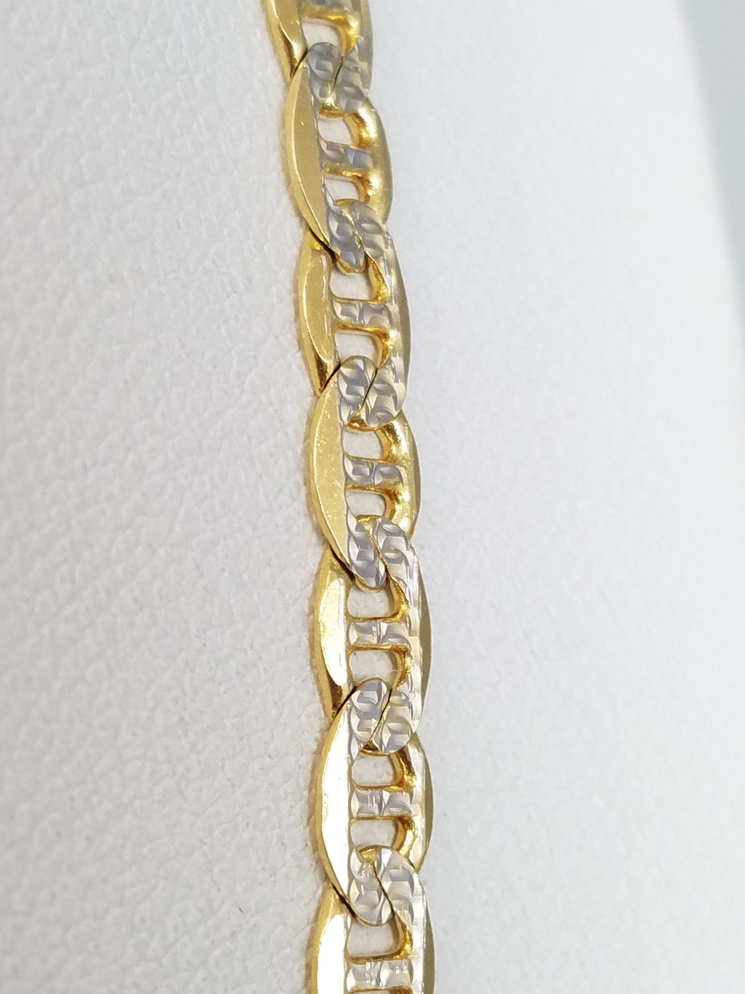 14k Two Tone Gold Diamond Cut Mariner Link 20" Necklace