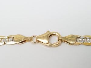 14k Two Tone Gold Diamond Cut Mariner Link 20" Necklace