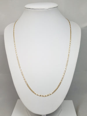 Cool 20.5" Solid 14k Two Tone Gold Fancy Diamond Cut Figaro Link Necklace