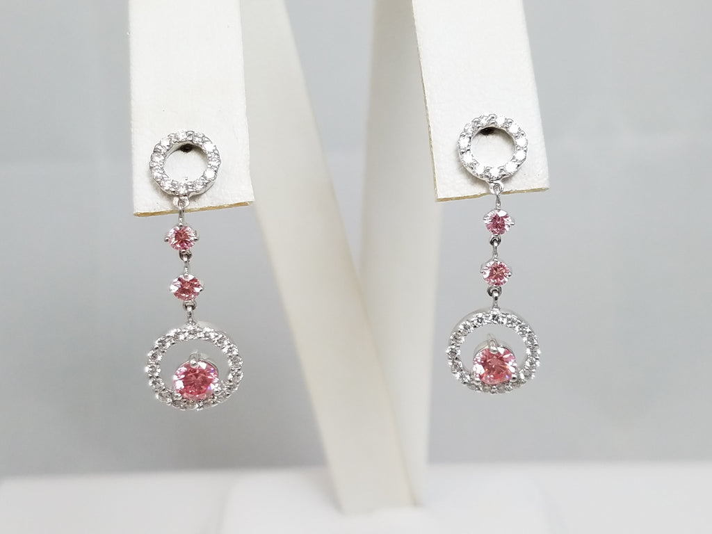 New Exquisite 14k White Gold Natural & Lab Grown Diamond Dangle Earrings